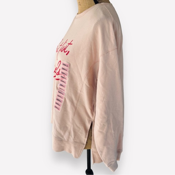 Wildfox Statement Sweatshirt But First Cocktails Small Pink Split Sides - Picture 4 of 13